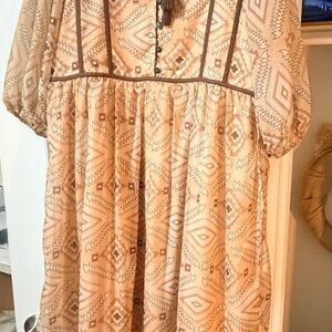 Tasha Polizzi Beige Geometric Dress